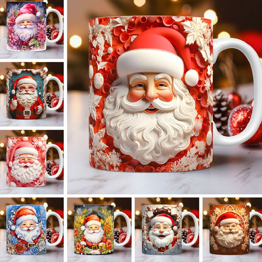 Christmas Theme Ceramic Mug 3D Santa Claus Coffee Cup Kitchen Gadgets